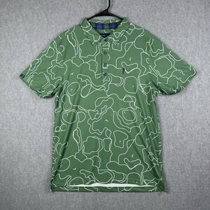William Murray Polo Shirt Mens Medium Green All Over Print Golf Course Golfing